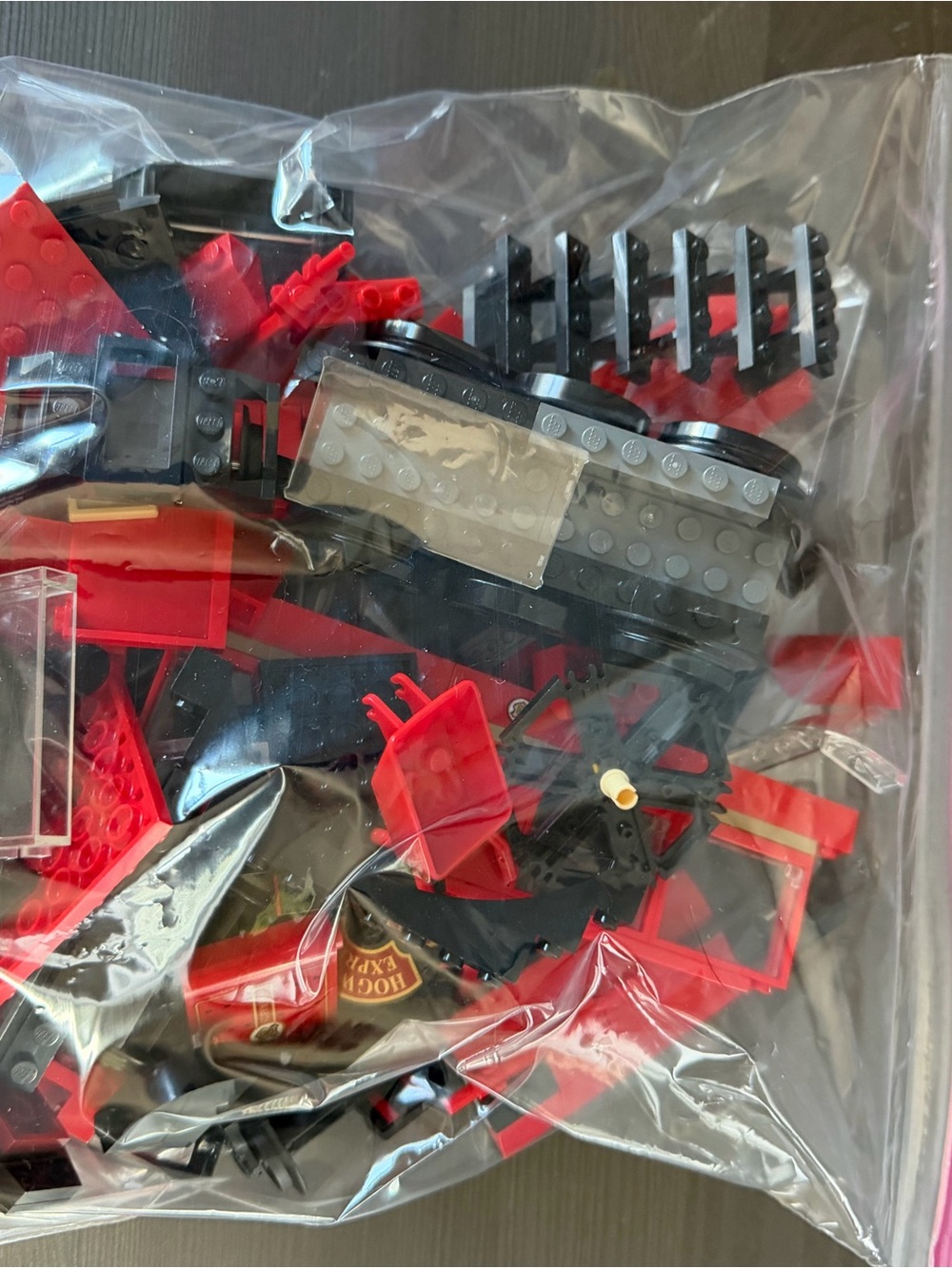 Lego Red and Black Mixed Building Brick Lot. Mostly Harry Potter train pieces.